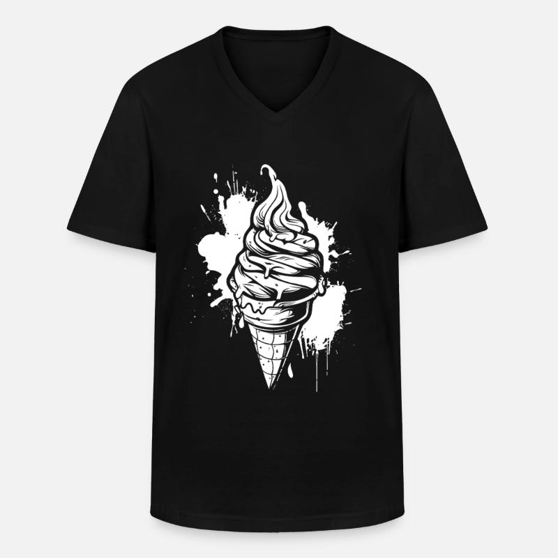 Eiscreme - Männer-T-Shirt mit V-Ausschnitt - Schwarz