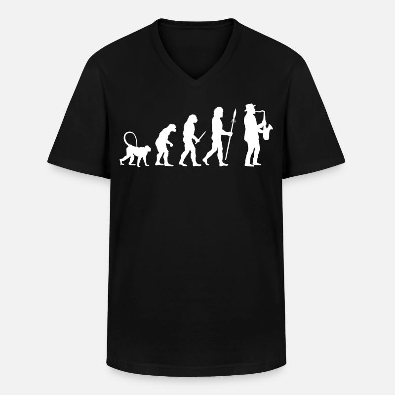 Evolution der Jazz Musik - Männer-T-Shirt mit V-Ausschnitt - Schwarz