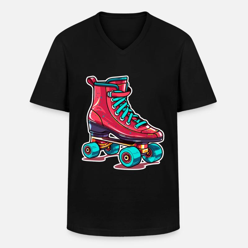 Rollerskates Grafik - Männer-T-Shirt mit V-Ausschnitt - Schwarz