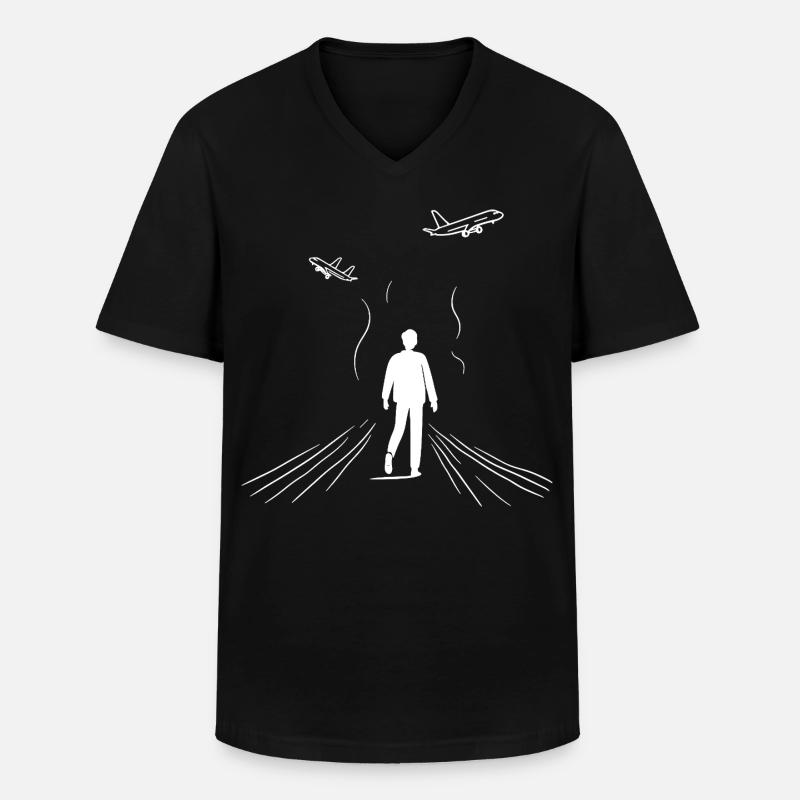 Plane Spotter - Männer-T-Shirt mit V-Ausschnitt - Schwarz