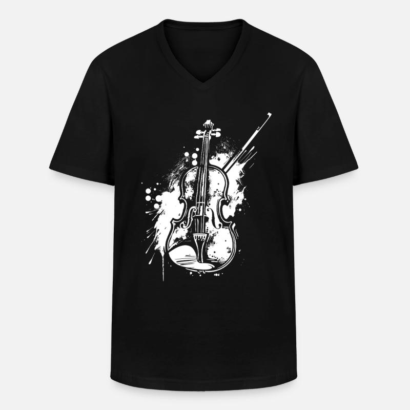 Lustige Violine - Männer-T-Shirt mit V-Ausschnitt - Schwarz