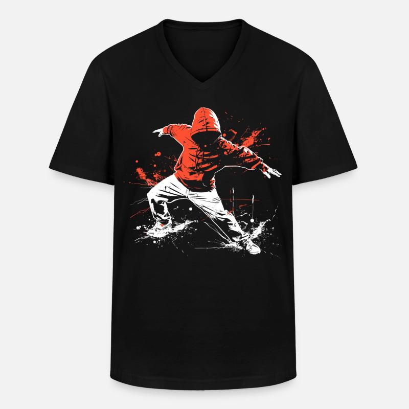 Breakdancer Streetart - Männer-T-Shirt mit V-Ausschnitt - Schwarz