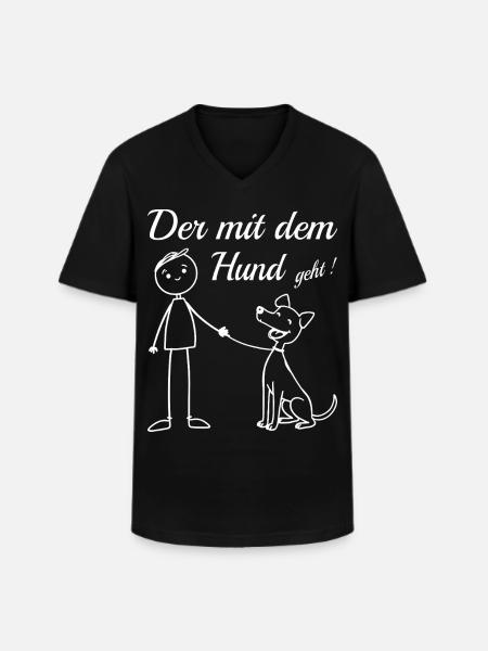 Who goes with the dog! - Men's V-Neck T-Shirt - black