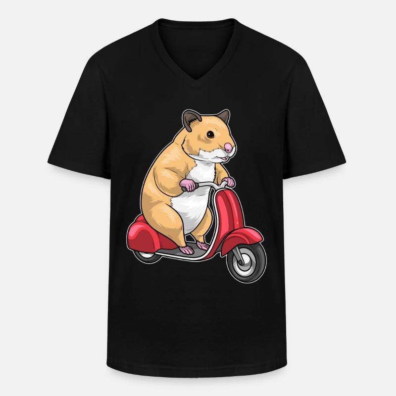 Hamster Motorroller - Männer-T-Shirt mit V-Ausschnitt - Schwarz