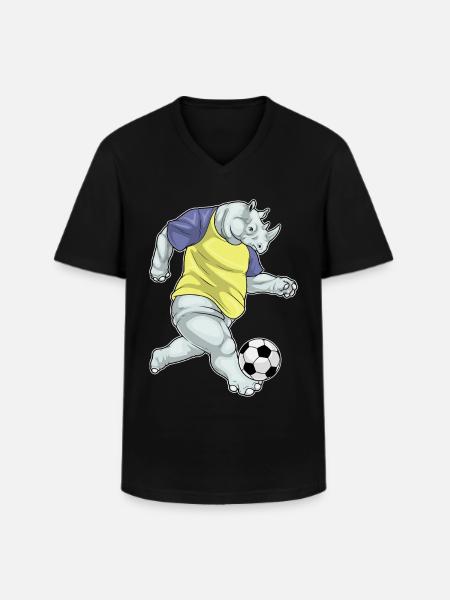 Rhino Soccer Player Soccer - Men's V-Neck T-Shirt - black