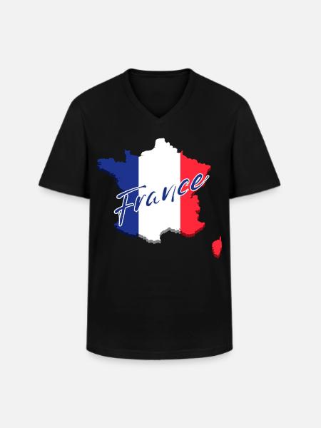 Flag of France, French pride - Men's V-Neck T-Shirt - black