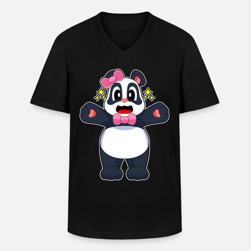 Panda Loop - Men's V-Neck T-Shirt - black