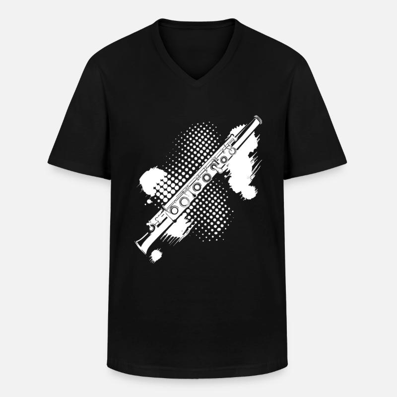 Flötenfleck - Männer-T-Shirt mit V-Ausschnitt - Schwarz