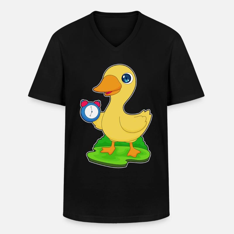 Ente Wecker - Männer-T-Shirt mit V-Ausschnitt - Schwarz
