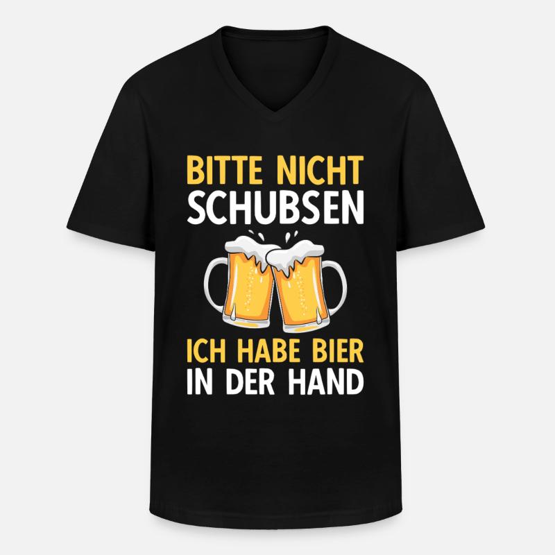 Bier Bitte nicht schubsen - Männer-T-Shirt mit V-Ausschnitt - Schwarz