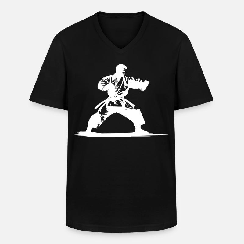 Karateka - Männer-T-Shirt mit V-Ausschnitt - Schwarz