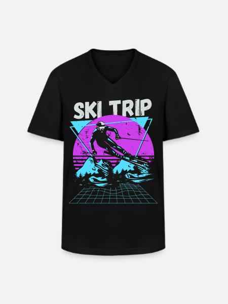 Ski Trip 2026 - Matching Family Snow Skiing - Men's V-Neck T-Shirt - black