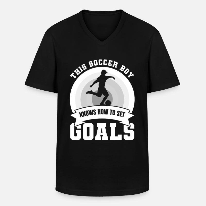 Fußballjunge - Männer-T-Shirt mit V-Ausschnitt - Schwarz