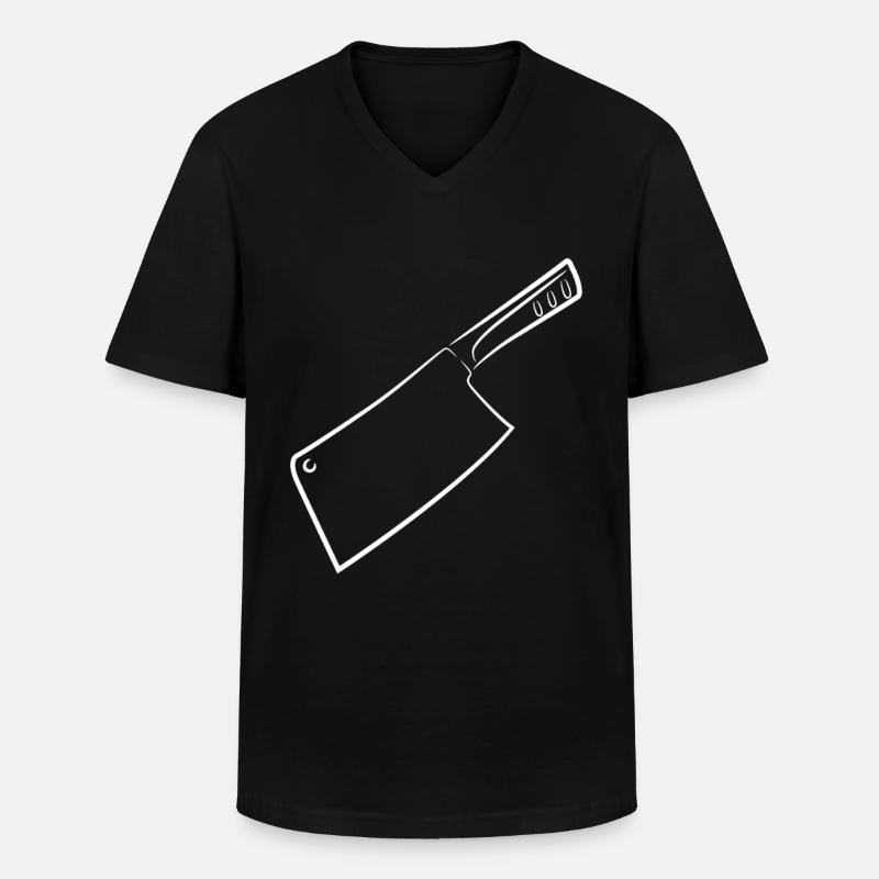 Hackmesser Skizze - Männer-T-Shirt mit V-Ausschnitt - Schwarz