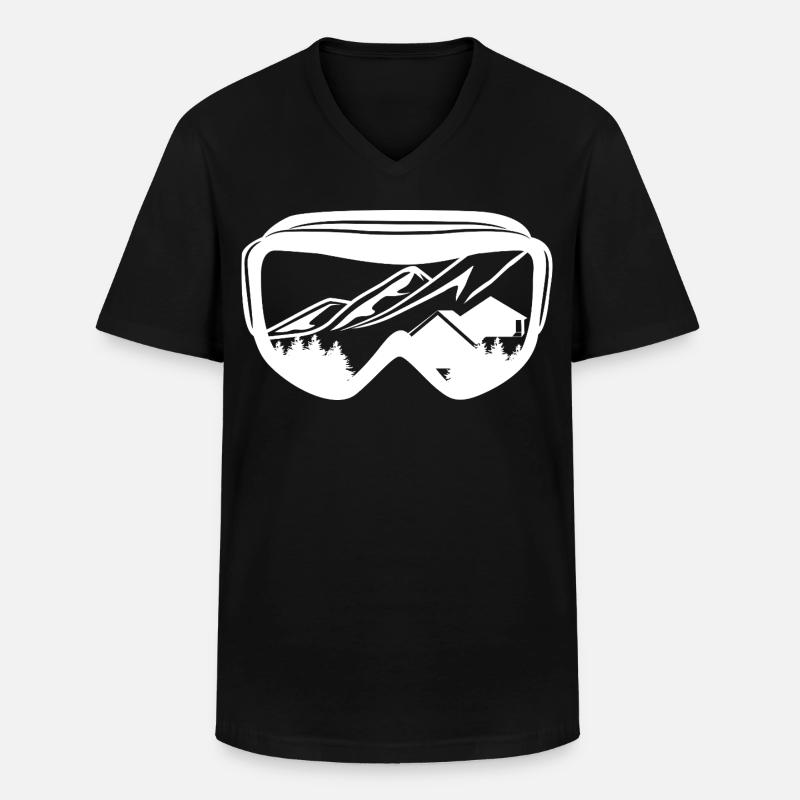 Snowboarding Brille - Männer-T-Shirt mit V-Ausschnitt - Schwarz
