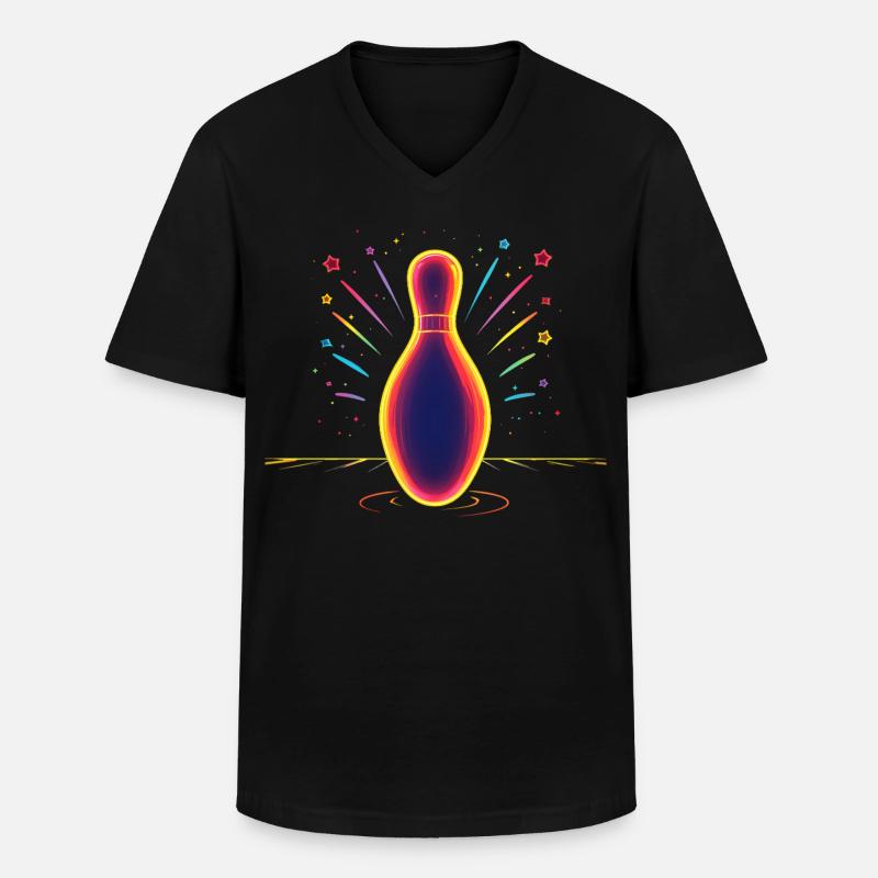 Bowling Synthwave - Männer-T-Shirt mit V-Ausschnitt - Schwarz