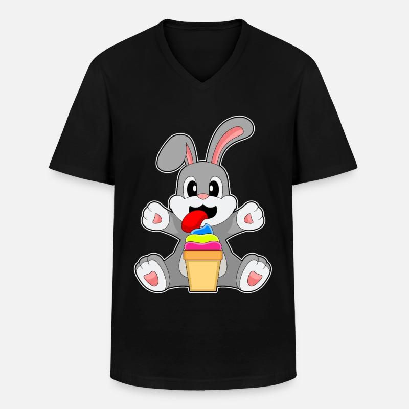 Hase Eisbecher - Männer-T-Shirt mit V-Ausschnitt - Schwarz