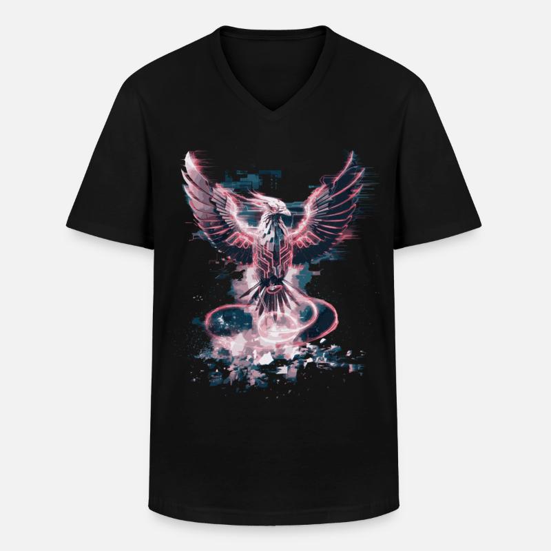 Cyber Phoenix – Digitale Wiedergeburt & Tech-Aufstieg - Männer-T-Shirt mit V-Ausschnitt - Schwarz