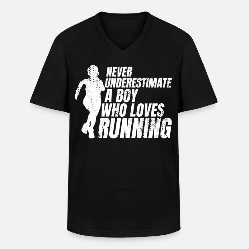 Lustiger Läufer Junge - Männer-T-Shirt mit V-Ausschnitt - Schwarz