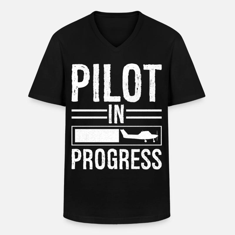 Pilot In progress - Männer-T-Shirt mit V-Ausschnitt - Schwarz