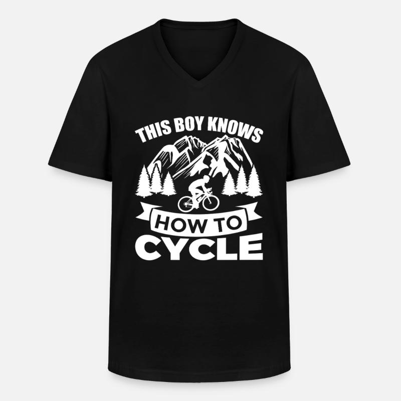 Fahrradfahrer Junge - Männer-T-Shirt mit V-Ausschnitt - Schwarz