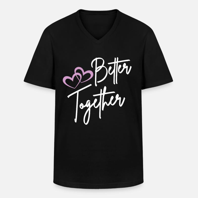 Better Together Script Hearts - T-shirt col V Homme - noir