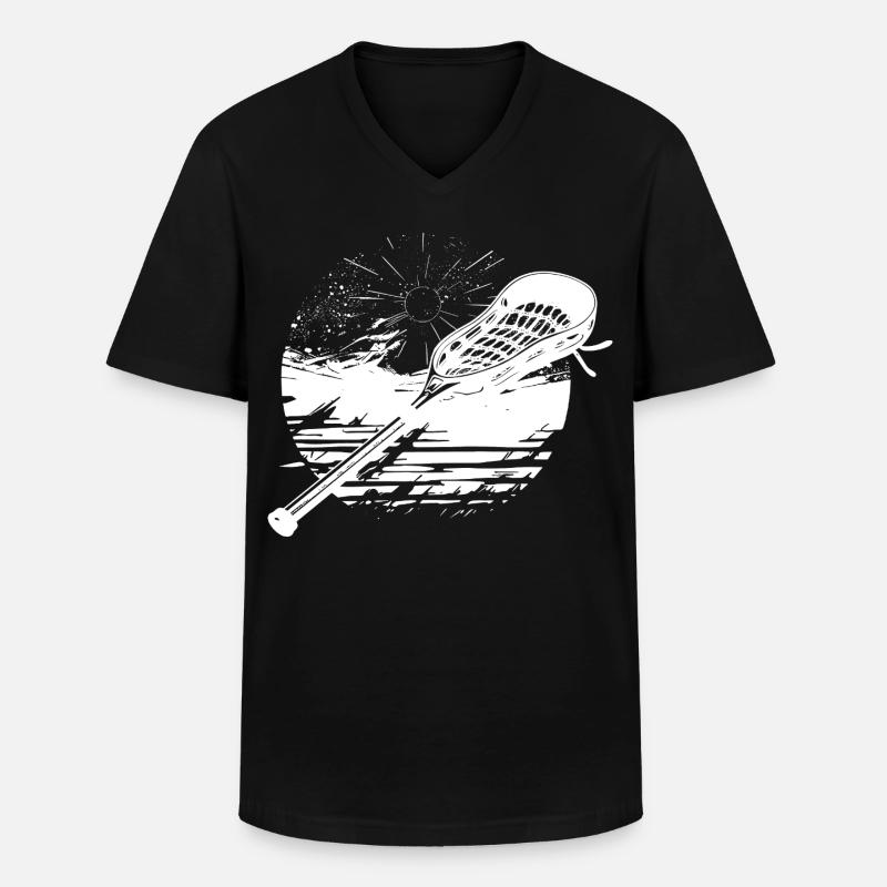 Lacrosse Schläger Grafik - Männer-T-Shirt mit V-Ausschnitt - Schwarz