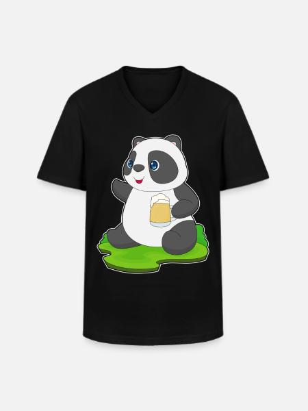 Bière Panda - T-shirt col V Homme - noir