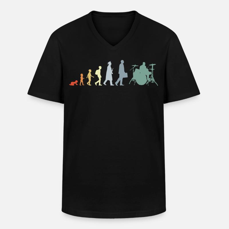 Drummer Evolution - Men's V-Neck T-Shirt - black