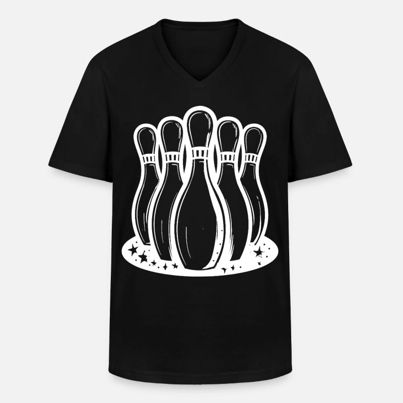 Bowling Pins Cartoon Stil - Männer-T-Shirt mit V-Ausschnitt - Schwarz