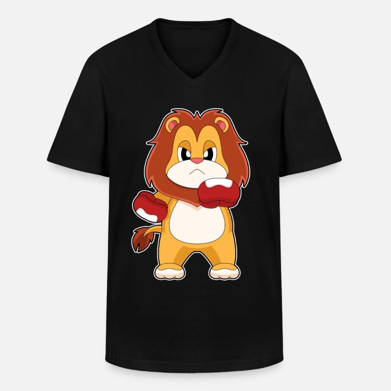 Löwe Boxer Boxhandschuhe Boxen - Männer-T-Shirt mit V-Ausschnitt - Schwarz