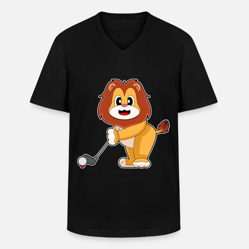 Löwe Golf Golfschläger - Männer-T-Shirt mit V-Ausschnitt - Schwarz