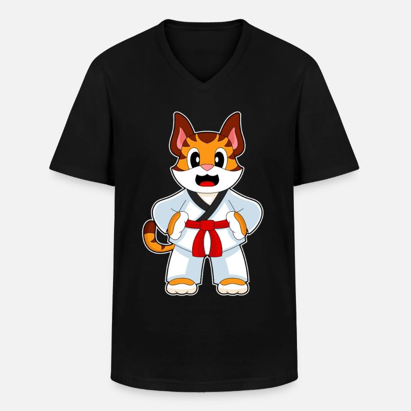 Tiger Karate Kampfsport - Männer-T-Shirt mit V-Ausschnitt - Schwarz