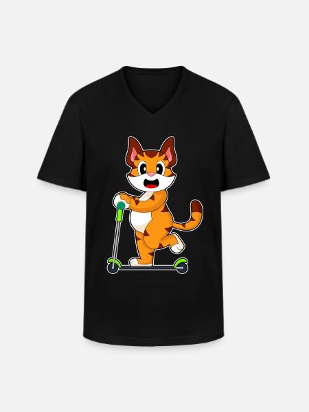 Tiger Scooter - Men's V-Neck T-Shirt - black