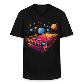 Billiards Cartoon Style - Men's V-Neck T-Shirt - black - Front - AI Model Male 178 dark (178cm)