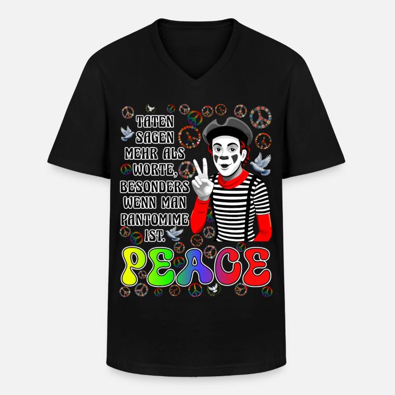 Friedens Pantomime - Männer-T-Shirt mit V-Ausschnitt - Schwarz