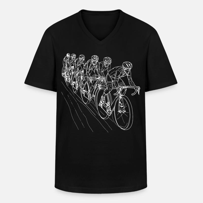 Radfahrer Line Art - Männer-T-Shirt mit V-Ausschnitt - Schwarz