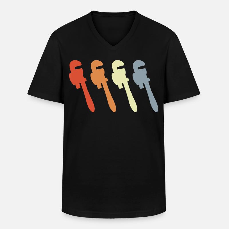 Retro Rohrzange - Männer-T-Shirt mit V-Ausschnitt - Schwarz