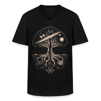 Mystical Tree of Life Geometry Art - Men's V-Neck T-Shirt - black - Front - AI Model Male 178 dark (178cm)