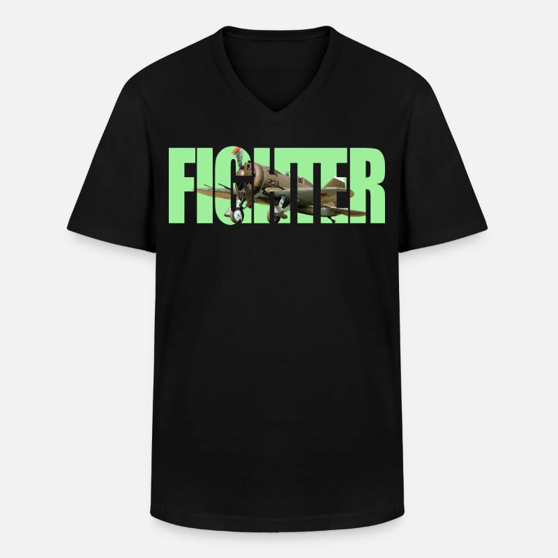 Fighter I-16 - Männer-T-Shirt mit V-Ausschnitt - Schwarz