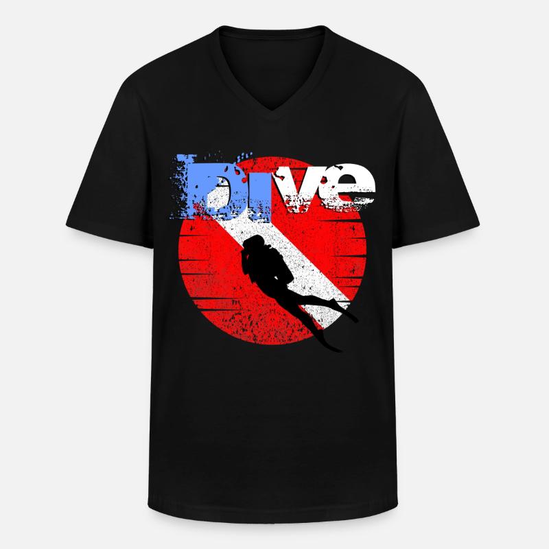 American Diver Down Flagge - Männer-T-Shirt mit V-Ausschnitt - Schwarz