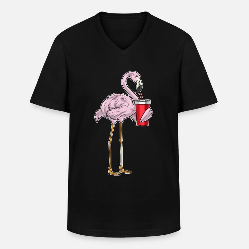Flamingo Getränk - Männer-T-Shirt mit V-Ausschnitt - Schwarz