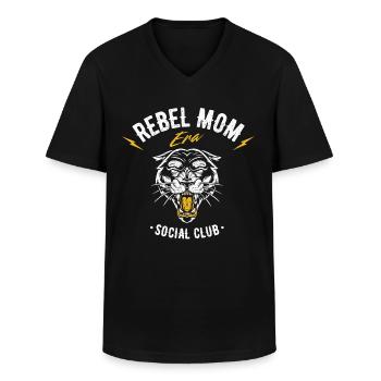 Rebellious Mamas Club Design - Men's V-Neck T-Shirt - black - Front - AI Model Male 178 dark (178cm)