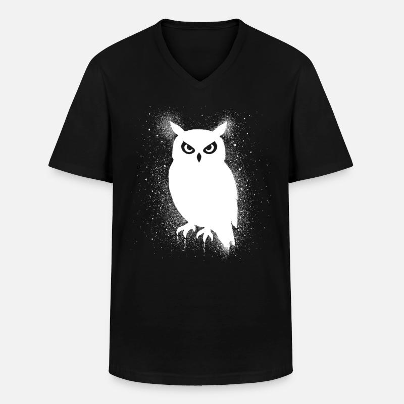 Lustige Eule - Männer-T-Shirt mit V-Ausschnitt - Schwarz
