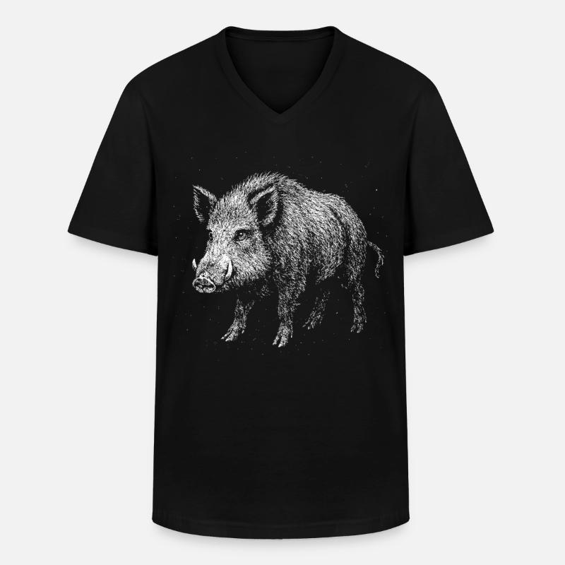 Wild boar - Men's V-Neck T-Shirt - black