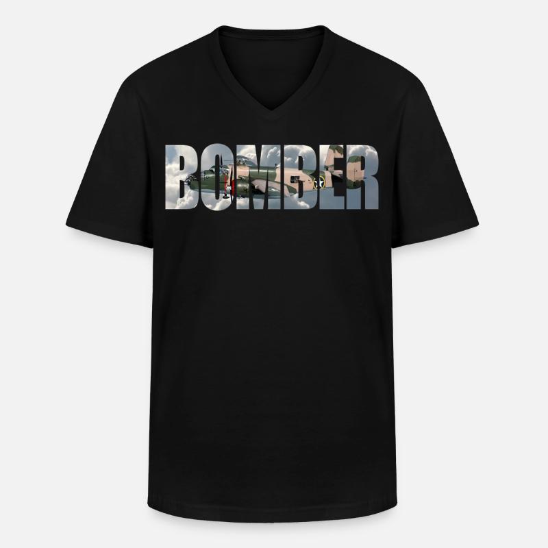 Bomber B-25 Mitchell - Männer-T-Shirt mit V-Ausschnitt - Schwarz