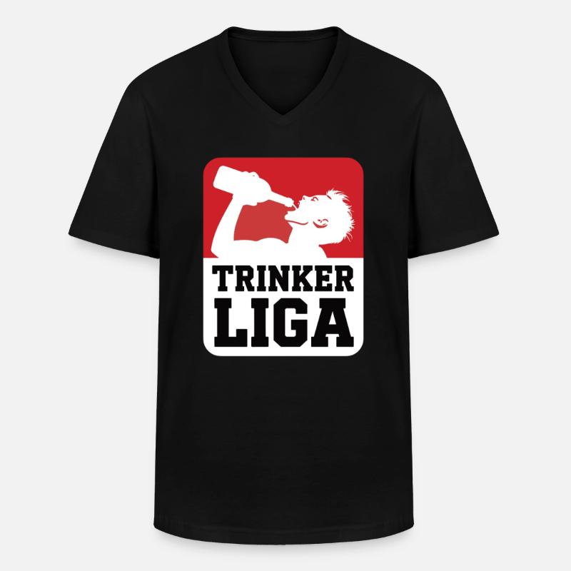 Trinker LIGA - Männer-T-Shirt mit V-Ausschnitt - Schwarz