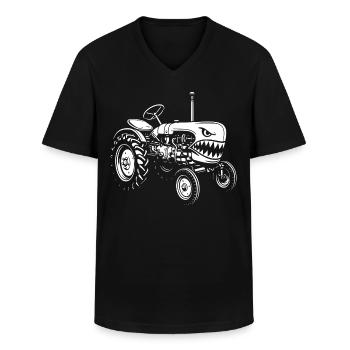 Attaque d’un tracteur de requin - T-shirt col V Homme - noir - Devant - AI Model Male 178 dark (178cm)