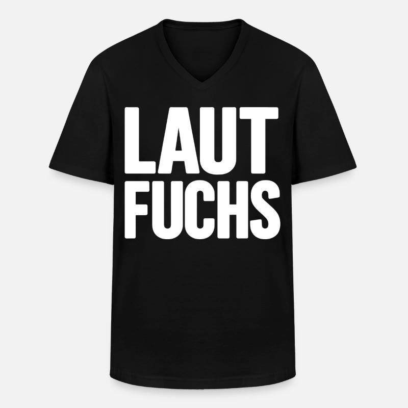 LAUTFUCHS - Männer-T-Shirt mit V-Ausschnitt - Schwarz