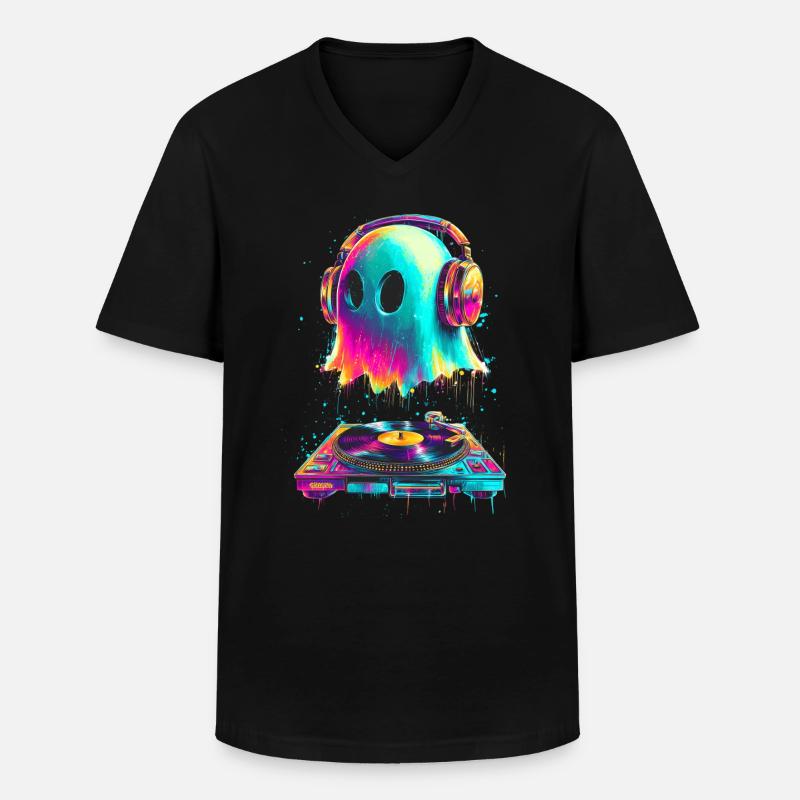DJ Ghost - Männer-T-Shirt mit V-Ausschnitt - Schwarz